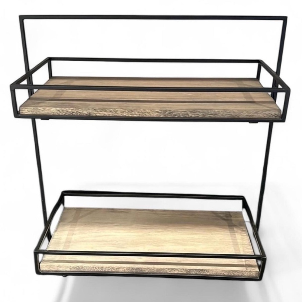 Black and brown 2-tier shelf